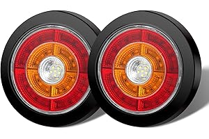 Biqiure [4 IN 1 Feux de Remorque LED 12V,4 Inch Feux Arrière Rond pour Remorque Clignotant de Position/Feu de recul/Feux de Freinage pour Camion Van Remorque RV