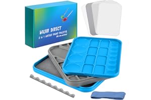 ISWUJIA Wet Palette, Stay Wet Palette for Acrylic Miniature Painting Kit, 3-in-1 Set Including 50 Wax Papers, 2 Durable sponges, Brush Holder Paint Mixing Storage for Warhammer 40K Model Paint