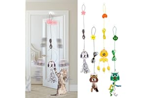 Bestomrogh 4 Stück Katzenspielzeug Selbstbeschäftigung Hängende Türrahmen, Interaktives Einstellbar Spielzeug mit Katzenminze und Glöckchen, Teaser Katze Spielzeug für Indoor Kätzchen Verfolgungsjagd