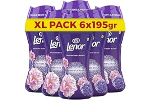 Lenor Profumatore Bucato Perle Profumate Lavatrice, Ametista Rosa, Maxi Formato 6 x 195g, Intensificatore Di Profumo