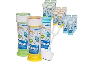 alldoro 63073 Bubble Fun Bulles de Savon, 24 pièces par boîte, 55 ML de Solution savonneuse, pour Enfants à partir de 36 Mois & Adultes, Multicolore