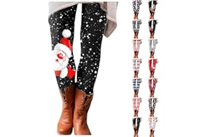 YCBMINGCAN Weihnachtsleggings Damen High Waist Leggins mit Motiv Bedruckte Weihnachtshose Sporthose Winterleggings Blickdicht Yogahose Festliche Freizeithose für Weihnachten Herbst Winter