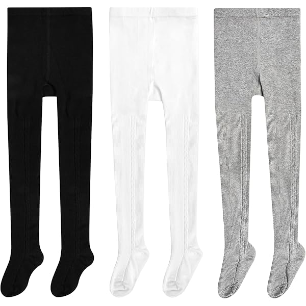 Collants Opaques Fille - Lot De 3 Paires - Coton Doux, Extensible - Pour école, Danse - Tailles 1-8 Ans