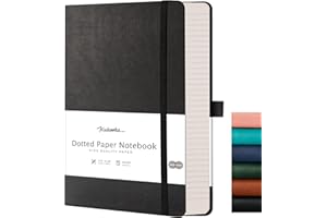 HIUKOOKA Bullet Dotted Journal - 320 Numbered Thick Pages Bound Dot Grid Notebook A5 100gsm Thick Dotted Paper Journal for Note-Taking,Sketching,Planning,Diary with Drawing Board-Black