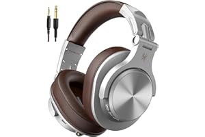 OneOdio A70 Cuffie Bluetooth Over Ear, Cablate e Wireless Cuffie Stereo con Microfono, 72 Ore di Riproduzione, CVC 8.0, Jack 3,5 mm e 6,35 mm, Pieghevole, per DJ, Chitarra,Cellulare,PC(Argento)