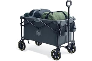 TIMBER RIDGE Carrello Pieghevole Spiaggia 200L con Portabevande Manico Regolabile, Carrello da Giardino per Tutti i Terreni Esterni Campeggio Portata 100kg