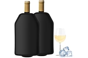 Gimars 2 Pcs Rafraîchisseur à Vin Réutilisable pour Bouteille 0.75L, Manchon de Refroidisseur Rapide et Extensible à 6.5cm, Sac Rafraichisseur Isotherme, Glacière Idéal pour Champagne, Bière, Mousseux