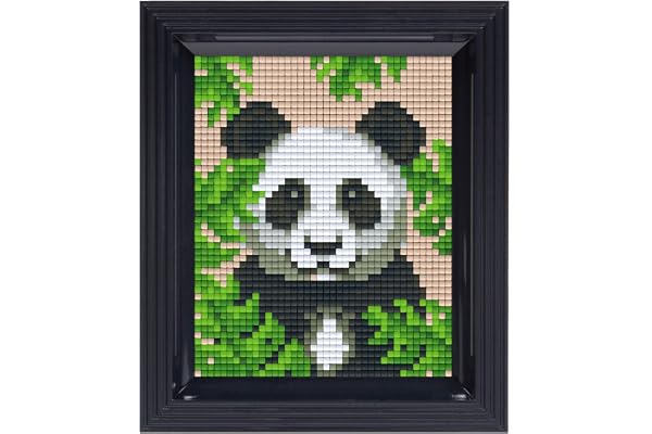 Pixel P31432 Mosaïque Emballage cadeau Panda, image pixelisée avec cadre, système d'enfichage très facile, sans repassage ni collage, tesselles en bioplastique