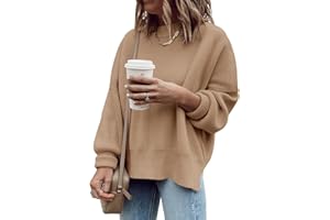 Cicy Bell Damski sweter z długim rękawem, prążkowany, z rozcięciem bocznym, sweter dla kobiet