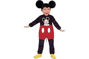 Ciao- Disney Mickey Mouse Classic Costume déguisement grenouillère Baby (6-12 Mois), Boys, Caricature, 11247.6-12, Black, Red