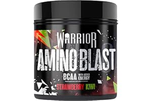 ‎WARRIOR Warrior Amino Blast BCAA-Pulver 270 g (Erdbeer-Kiwi) – Aminosäuren-Supplement mit Koffein, Taurin, Glutamin– zucker- & kohlenhydratfrei – Pre- & Intra-Workout Drink für Muskelaturaufbau & Energie