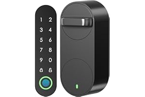 Signstek Smart Lock mit Fingerabdruck, Elektronisches Türschlosss mit Bluetooth, Türöffner per Fingerprint, Passcode, Smartphone, Nachrüstbare Smartes Schloss, Kein Tausch des Schließzylinders nötig