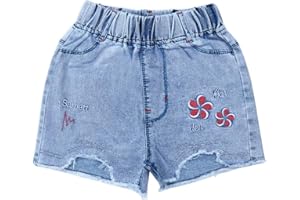 Peacolate 4-8T Little & Big Kids Mädchen Emboridery Flower Floret Denim Shorts Jeans
