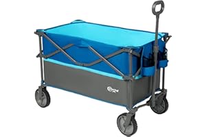 PORTAL Bollerwagen faltbar 225L XXL Große Ladefläche 120KG belastbar Handwagen mit Getränkehalter Seitentasche Transportwagen Leiterwagen klappbar Strandwagen Faltwagen für Garten Camping Festival