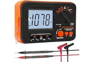 Digital Megohmmeter, Kethvoz 1000V Isolationsprüfer, Isolationswiderstand 0.1MΩ-2GΩ mit 250V/500V/1000V Prüfspannung, Messen AC/DC Spannung Isolierungsprüfung Tester, Inkl. Messspitzen Krokodilklemmen
