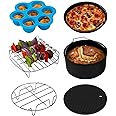 COSORI Heißluftfritteuse Zubehör, Sechsteiliges Zubehörset für 5,5L Fritteusen Air Fyer aller Marken, Backform, Pizza Pan, Gr