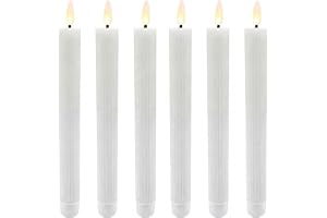 Relaxdays LED avsmalnande ljus, flimrande låga, äkta vax, spårad, flamlös, varm vit, 25 x 2 x 2 cm set med 6