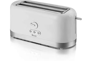 Swan ST10091N 4 Slice Toaster, White, Variable Browning Control and Extra Long Slot, 25mm x 250mm, 1200W, 1400W
