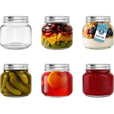 6 stuks jampotten, 100 ml, Mason Jar, inmaakpotten met schroefdeksel
