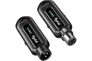 POGOLAB XLR Système de Microphone sans Fil Transmetteur Récepteur, 2.4G XLR Adaptateur sans Fil pour Microphone Dynamique Condensateur, 12 Heures, 150 Pieds, pour Chanter Parler en Public