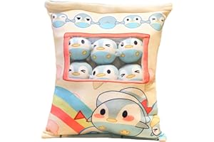 PURUUIGE Torba z pingwinem poduszka na przekąskę kreatywny pluszowy pingwin lędźwiowy poduszka na plecy zdejmowana puszysta kawaii zwierzę lalki sofa krzesło dekoracyjne poduszki