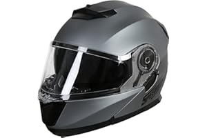 SPEEDWAY 1970 Speedway Casco Moto - Osma - Casco Modular, Ideal Tanto para Hombre como Mujer, Nuestro Casco de Moto Integral es Ideal para la Ciudad, capacete Moto homologado ECE y Dot - Gris