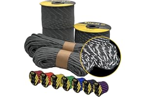 EDCX 4mm Reflective Paracord 550 (15, 30, 50 m) - Odporny na rozdarcie linka spadochronowa do przetrwania Wykonany w 100% z nylonu, 4 mm typu III, z 7 drutami w wielu kolorach