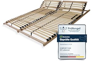 Sleepneo Lattenrost 160x200, Kopfteil verstellbar, Ergonomischer 7-Zonen-Lattenrost, Buchenholz, 28 Latten, Selbstmontage, hohe Traglast bis 150Kg