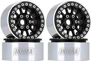 INJORA RC Cerchi 4pcs 1,9inch Beadlock Wheel Cerchione in Metallo per 1:10 RC Crawler Axial SCX10 PRO TRX-4 VS4-10 Redcat Gen 8 7 PRO (4pcs, Nero)