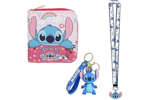 shengo Stitch Wallets Cartoon Wallet, PU Leather Stitch Purse for Kids Adult, Short Wallet Stitch Coin Purse Cartoon Purse Birthday Gift for Cartoon Fans Boys Girls