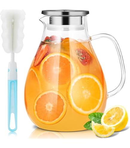 SUSTEAS 3,0 Liter 101oz Glazen Kan Met Deksel, Waterkan Voor SUSTEAS 3,0 Liter 101oz Glazen Kan Met Deksel, Waterkan Voor