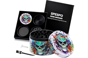 Grande Grinder Especias 63mm(2.5 "), Spespo Metálico Grinder Hierbas y Especias con Rascador Polen (Skull)