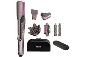 Shark FlexFusion Multi-Styler and Hair Straightener, Hot Air Styler and Blow Dryer with Ceramic Plates, Wet-to-Dry Styling, No Heat Damage, Scalp Shield, Styling Attachments with Case – Cosmic Blush