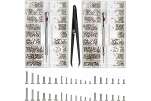 BIKASUN 1000 Pièces Kit de Vis de Réparation Minuscule Micro, 18 types M1.2 M1.4 M2 Micro Vis de Réparation, Kit d'Assortiment de Petites Vis avec Tournevis, petites vis, mini vis à métaux, Argent