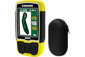GPS CANMORE HG200 Plus para Golf y Estuche - Color fácil de Leer precargado 41.000 mapas de Campos en Todo el Mundo, Forma del Green y la Calle - Resistente al Agua