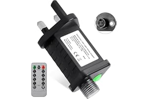 AXFEE 31V 6W Transformer Plug, IP44 LED Power Supply Adapter with 8 Lighting Modes, Memory and Timer Function, LED Power Transformer for Christmas Lights, Fairy Lights, Icicle Lights, Net Lights