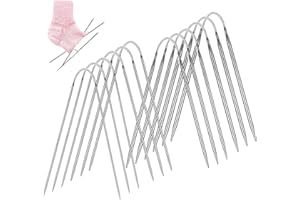 OMZSXK Metall Rundstricknadel 21cm, 12pcs Metall Sockenstricknadeln Set 2,5mm/3mm/3,5mm/4mm, Rundstricknadel für Socken, Ärmeln, Mützen und Handschuhen (21cm/2,5mm-4mm)