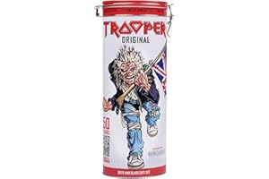 Iron Maiden Trooper 50th Anniversary Ale 500ml (4.7% ABV) and Iron Maiden 50th Anniversary Glass in a Collectable Tin. By Blue Tree Gifts.