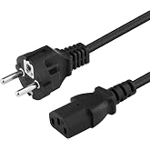 PremiumCord 2 m 230 V Power Cable with Ground to C13 Socket, IEC 320, 3 Pin PC Power Cable, Black
