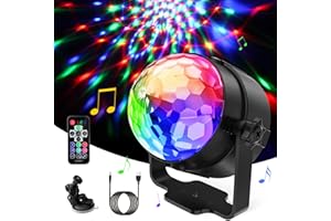 DETAKE Discokugel, 360° Rotierende Disco Licht Musik Activated LED Party Lampe Discolicht mit Fernbedienung- 3W RGB Dynamisch Disco Lichteffekte, 4M/13ft USB Kabel für Party, Home,Weihnachten, Kinder