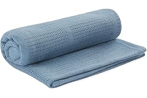 MORI Cellular Blanket Dark Blue Organic Cotton Bamboo 70x100cm Lightweight Breathable for Newborn Durable Comfortable Swaddle Ideal for Cot Crib Moses Basket Pram or Travel