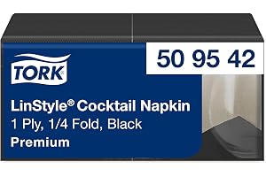 Tork LinStyle Cocktailservett Svart, 100 servetter, 509542