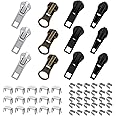 Lusofie Zipper Repair Kit,57 Pcs Metal Zipper Replacement Slider Kit,Zipper Pull Replacement fix Zip Puller for Coats Jacket,Luggage,Backpacks