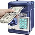 HUSAN Piggy Banks Money Banks for Kids, Electronic Password Code Money Banks ATM Banks Box Coin Bank for Children Boys and Girls (Grey Bue)