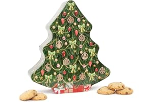 THE SILVER CRANE CO. Christmas Tree Gift Set - Novelty Christmas Biscuits Gift Set Tin Filled with Fancy Chocolate Chip Cookies - Luxury Tins of Biscuits for Women and Men, English Gifts & Presents for Food Lovers