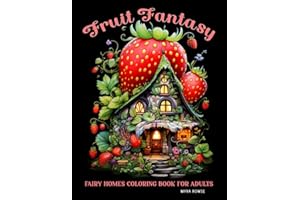 Fruit Fantasy Fairy Homes Coloring Book for Adults: A Relaxing Journey in a Fruitful Fairyland with Cute and Cozy Cottages on Black Background