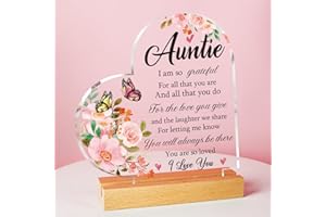 Buioata Mothers Day Gifts for Auntie - Acrylic Plaque Auntie Birthday Gifts, Auntie Gifts from Niece Nephew, Best Auntie Gifts, Birthday Gifts for Auntie Mothers Day Gifts