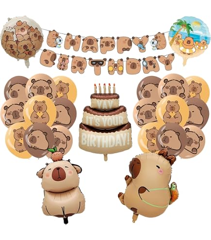 Capybara Party-Ballons Set – 38 Stück Mit Folienballons & Deko Für Kindergeburtstage