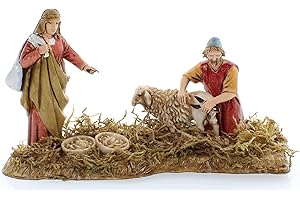 ‎MORANDUZZO Moranduzzo Frauen mit Korb und Scherer für Krippe 10 cm Maßstab 1:20 - Unzerstörbare Krippenfiguren - Arabischer Stil, Handbemalt, Offizielles Produkt, Hergestellt in Italien, Bildhauer M. Landi