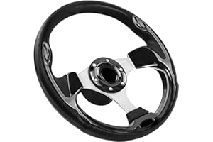 Acclcors Volant de bateau de 317 mm, adaptateur de volant marin avec axe de 3/4", volant en carbone pour bateaux marins, yachts, navires, bateaux pontons (noir)